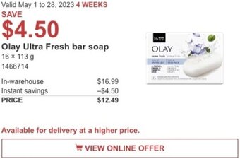 Costco Olay Ultra Fresh bar soap offer