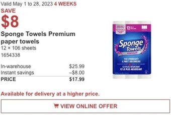 Costco Sponge Towels Premium paper towels offer