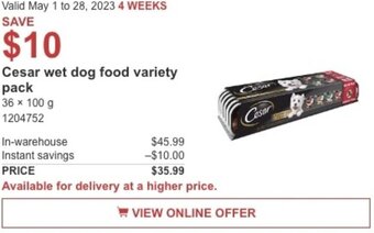 Costco Cesar wet dog food variety pack offer