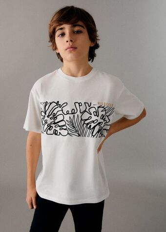 Mango Printed cotton-blend t-shirt offer