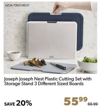 Shopper+ Joseph joseph nest plastic cutting set with storage stand 3 diﬀerent sized boards offer