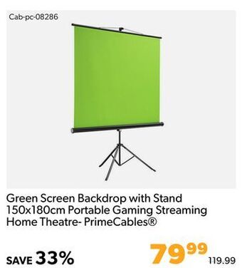 Shopper+ Green screen backdrop with stand 150x180cm portable gaming streaming home theatre- primecables® offer
