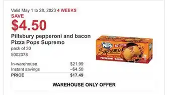 Costco Pillsbury pepperoni and bacon pizza pops supremo offer