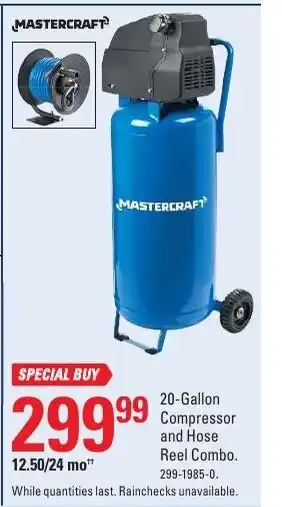 Canadian Tire 20-Gallon Compressor And Hose Reel Combo offer