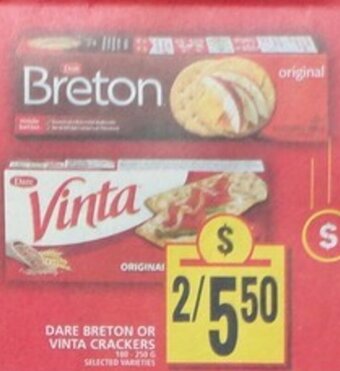 Food Basics DARE BRETON OR VINTA CRACKERS offer