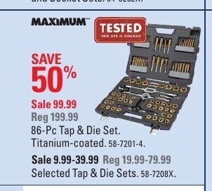 Canadian Tire 86-Pc Tap & Die Set offer