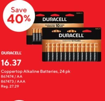 Staples Duracell coppertop alkaline batteries offer