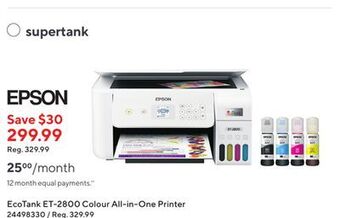 Staples Epson ecotank et-2800 colour all-in-one printer offer