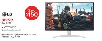 Staples Lg 27 uhd displayhdr 400 ips monitor offer