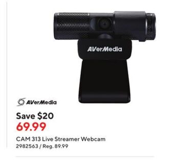 Staples Aver media cam 313 live streamer webcam offer