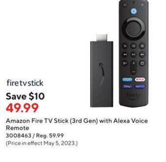 Staples Amazon fire tv stick (3rd gen) with alexa voice remote offer