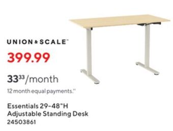 Staples Union & scale essentials 29-48h adjustable standing desk offer