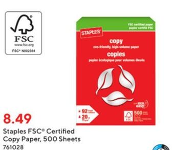 Staples Staples fsc-certified copy paper offer