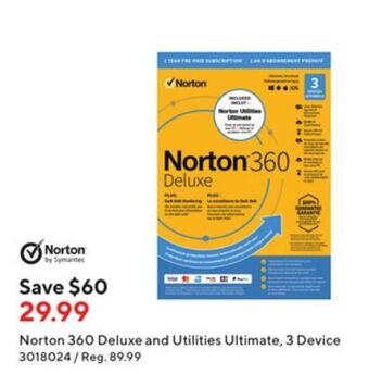 Staples Norton 360 deluxe and utilities ultimate - 3 device - 1 year offer
