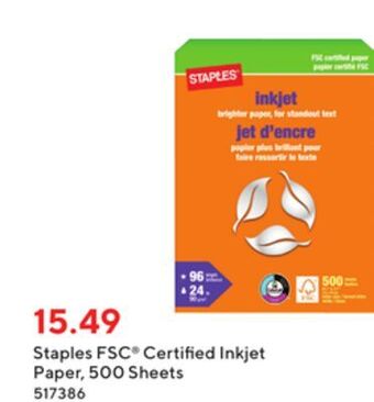 Staples Staples fsc-certified inkjet paper,500 sheets offer