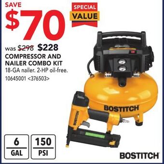 Lowe's Bostitch compressor and nailer combo kit offer