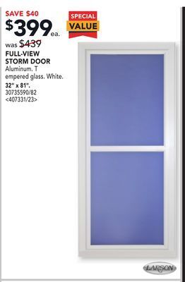 Lowe's Larson full-view storm door 32 x 81 offer