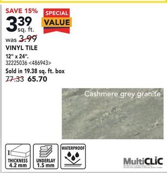 Lowe's Multiclic vinyl tile 12 x 24 offer