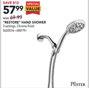 Lowe's Pfister restore hand shower offer