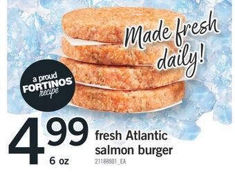 Fortinos Fresh atlantic salmon burger, 6 oz offer