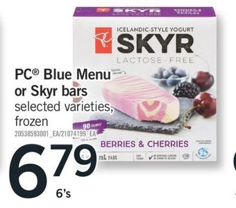 Fortinos Pc® blue menu or skyr bars, 6's offer