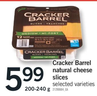 Fortinos Cracker barrel natural cheese slices offer