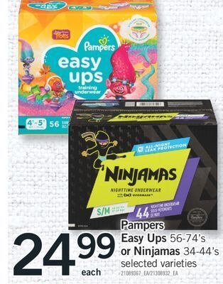 Fortinos Pampers easy ups, 56-74' s or ninjamas, 34-44' s offer
