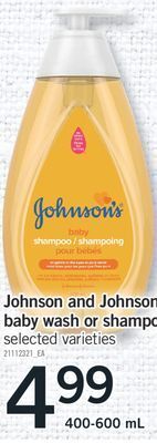 Fortinos Johnson and johnson baby wash or shampoo, 400 - 600 ml offer