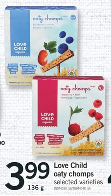 Fortinos Love child oaty chomps, 136 g offer