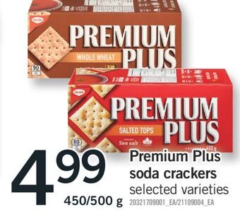 Fortinos Premium plus soda crackers, 450/500 g offer