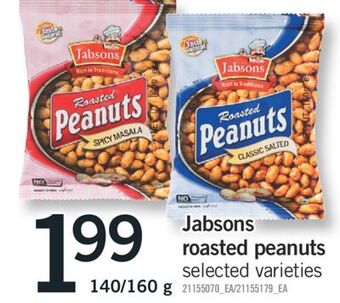 Fortinos Jabsons roasted peanuts, 140/160 g offer