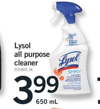 Fortinos Lysol all purpose cleaner, 650 ml offer