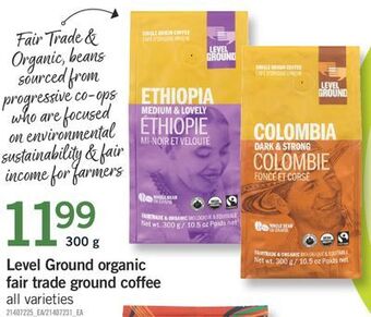 Fortinos Level ground organic fair trade ground coffee, 300 g offer