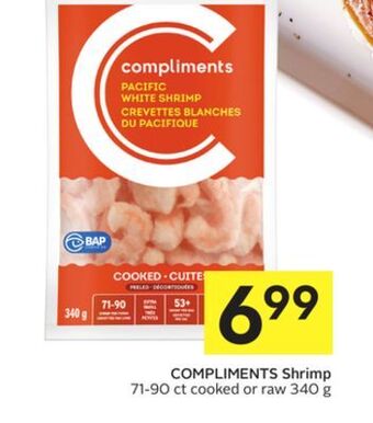 Foodland Compliments shrimp 71-90 ct cooked or raw 340 g offer