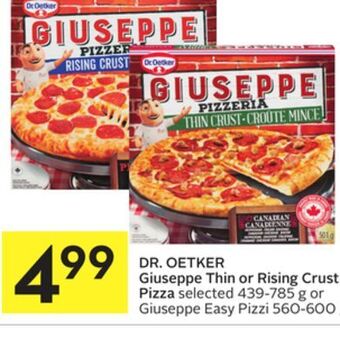Foodland Dr. oetker giuseppe thin or rising crust pizza selected 439-785 g or giuseppe easy pizzi 560-600 g offer