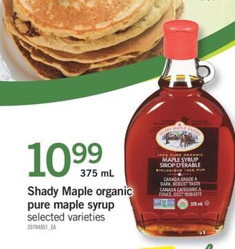 Fortinos Shady maple organic pure maple syrup,375 ml offer