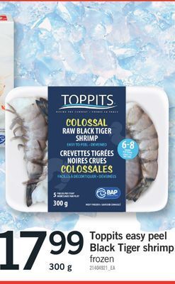 Fortinos Toppits easy peel black tiger shrimp, 300 g offer