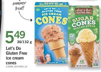 Fortinos Let's do gluten free ice cream cones, 36/132 g offer