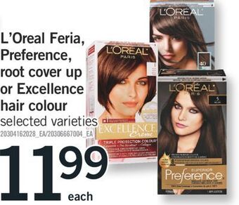 Fortinos L'oreal feria, preference, root cover up or excellence hair colour offer