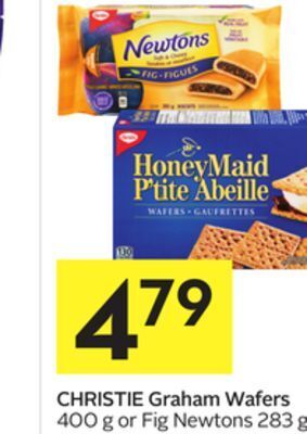 Foodland Christie graham wafers 400 g or fig newtons 283 g offer