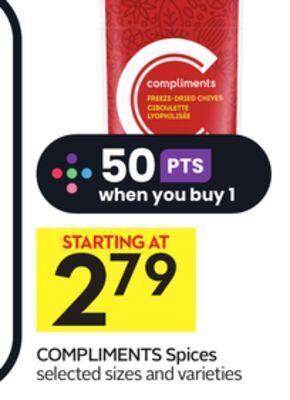 Foodland Compliments spices selected sizes and varieties offer