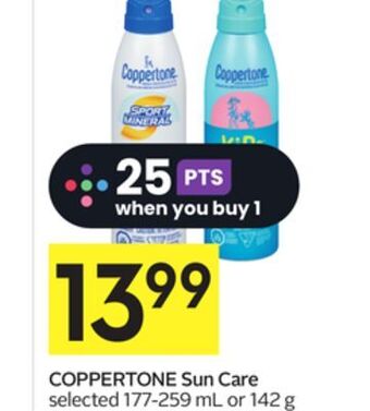 Foodland Coppertone sun care selected 177-259 ml or 142 g offer