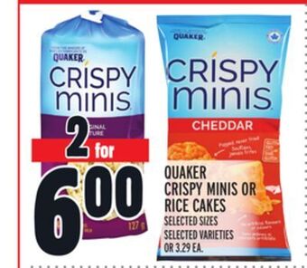 Metro Quaker crispy minis or rice cakes offer