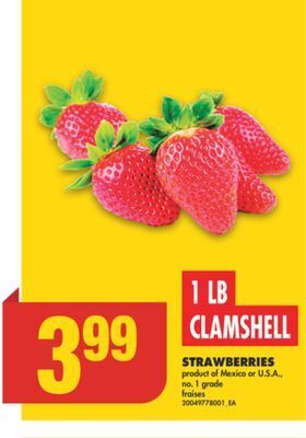No Frills Strawberries, 1 lb clamshell offer