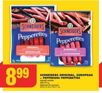 No Frills Schneiders original, european or pepperoni pepperettes, 300/375 g offer