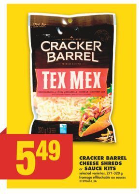 No Frills Cracker barrel cheese shreds or sauce kits, 271-320 g offer