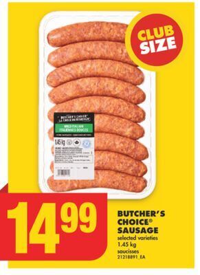 No Frills Butcher's choice® sausage, 1.45 kg offer