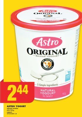 No Frills Astro yogurt, 625-750 g offer