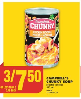 No Frills Campbell's chunky soup, 515 ml offer