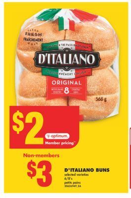 No Frills D'italiano buns, 6/8's offer